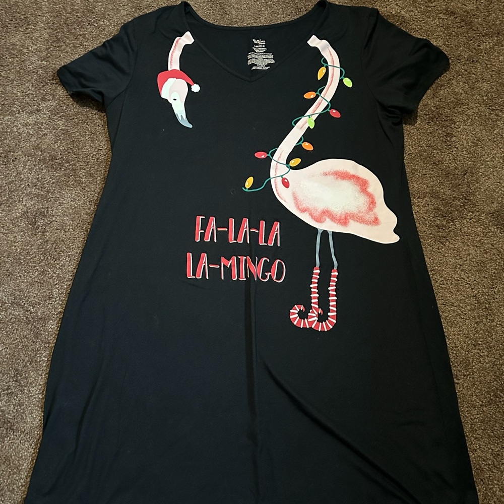 Secret Treasures Black Flamingo Pajama Dress